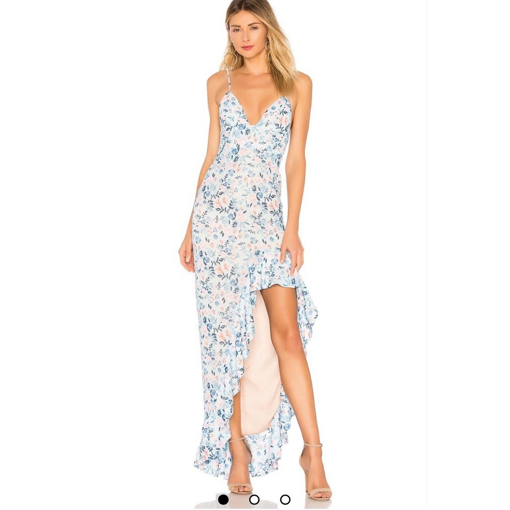 Lovers + Friends Ahamani Gown Meadow Floral Maxi Dress Women M‎ Blue Whimsical